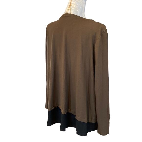 J Jill Mocha Brown Black Flowy Neutral Button Down Tunic Cardigan Size Large - Picture 4 of 15